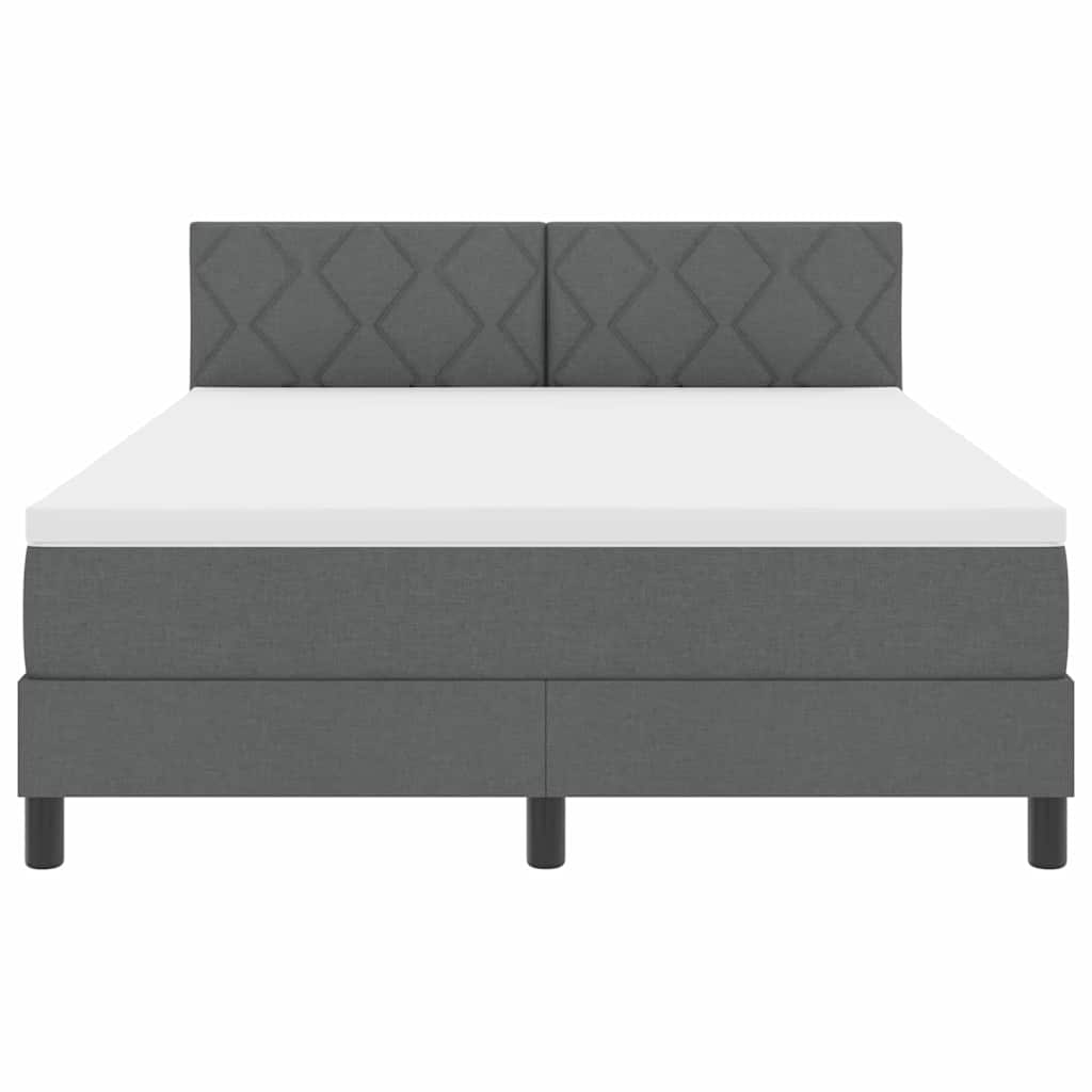 Box Spring Seng Med Madras Mørkegrå 140 X 200 Cm Stof - Billede 8