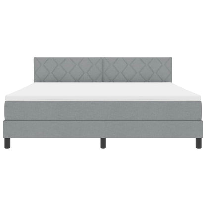 Box Spring Seng Med Madras Lysegrå 180 X 200 Cm Stof - Billede 9