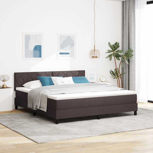 Box Spring Seng Med Madras Mørk Brun 180 X 200 Cm Stof - Hovedbillede