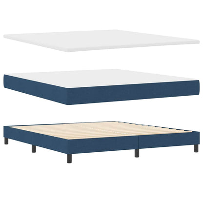Box Spring Seng Med Madras Med Hovedgærde Blå 180 X 200 Cm Stof - Billede 7