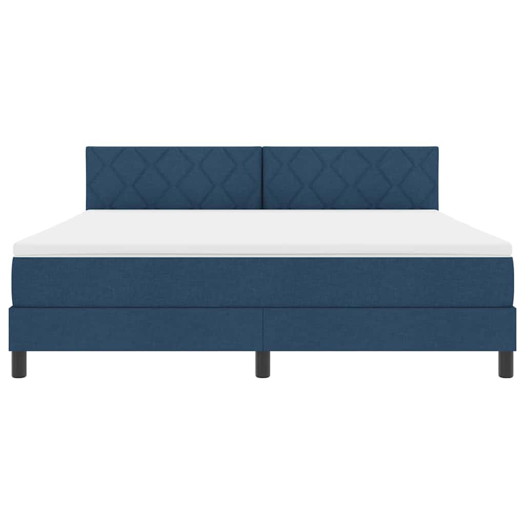 Box Spring Seng Med Madras Med Hovedgærde Blå 180 X 200 Cm Stof - Billede 9