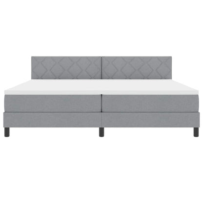 Box Spring Seng Med Madras Lysegrå 200 X 200 Cm Stof - Billede 9