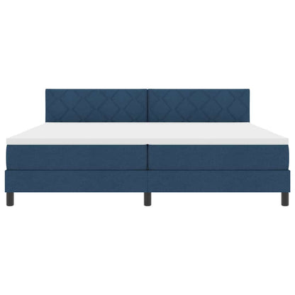 Box Spring Seng Med Madras Med Hovedgærde Blå 200 X 200 Cm Stof - Billede 9
