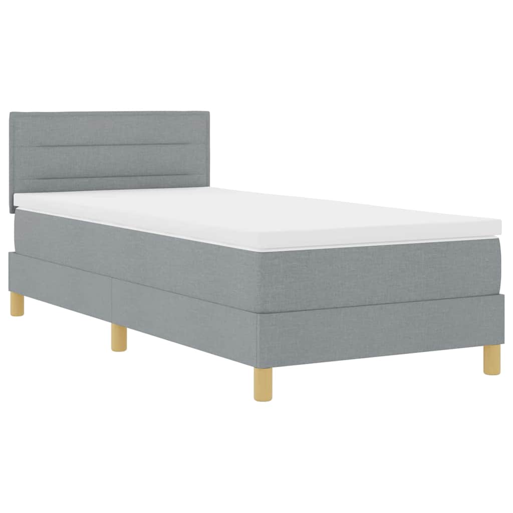 Box Spring Seng Med Madras Lysegrå 90 X 200 Cm Stof - Billede 2