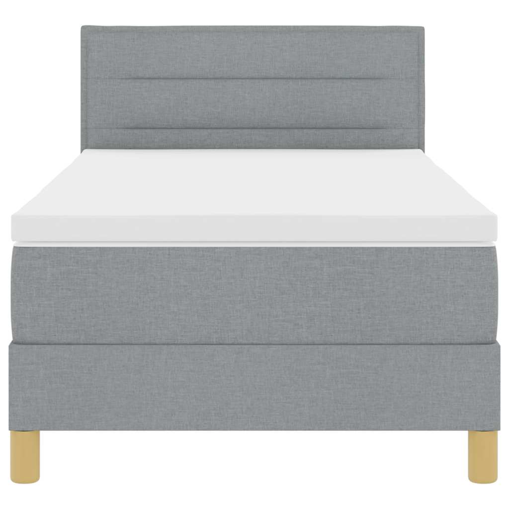 Box Spring Seng Med Madras Lysegrå 90 X 200 Cm Stof - Billede 8