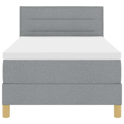 Box Spring Seng Med Madras Lysegrå 90 X 200 Cm Stof - Billede 8