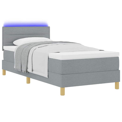 Box Spring Seng Med Madras Lysegrå 90 X 200 Cm Stof - Billede 3