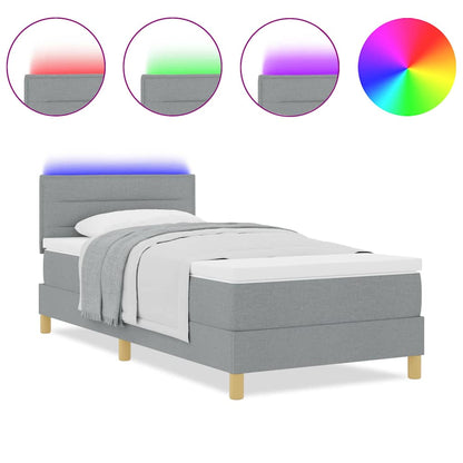 Box Spring Seng Med Madras Lysegrå 90 X 200 Cm Stof - Billede 4