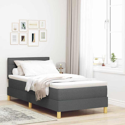 Box Spring Seng Med Madras Mørkegrå 90 X 200 Cm Stof - Hovedbillede