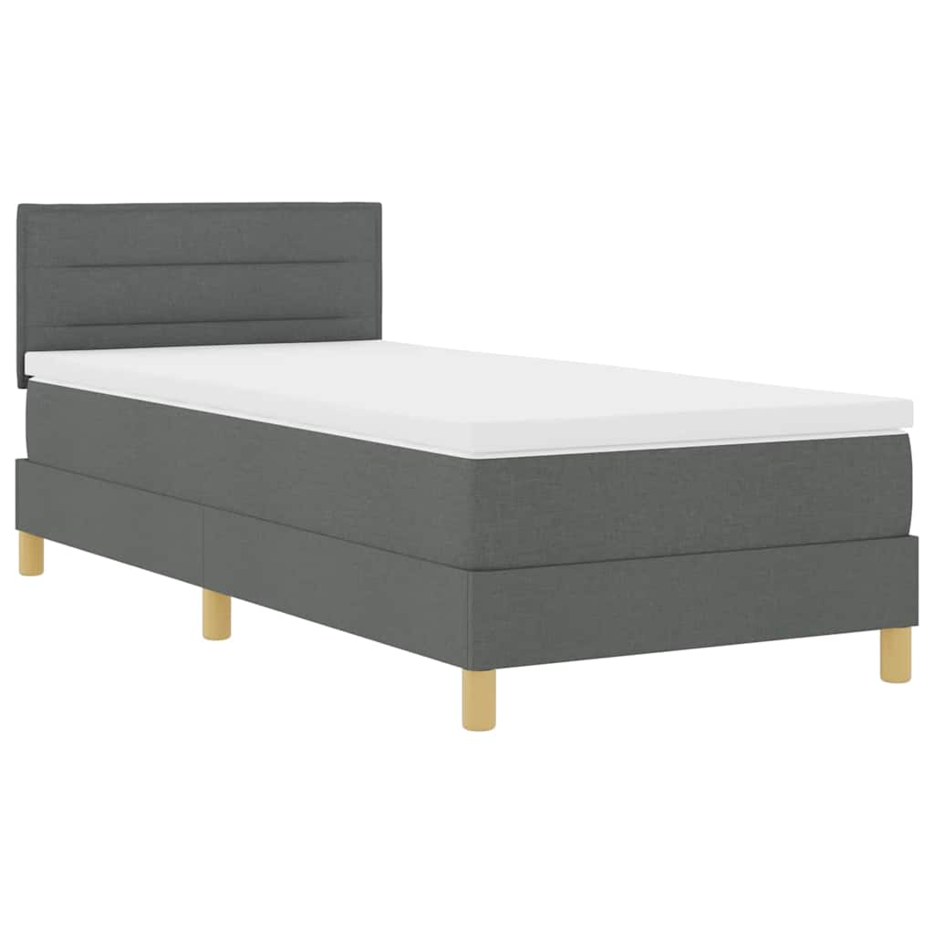 Box Spring Seng Med Madras Mørkegrå 90 X 200 Cm Stof - Billede 2