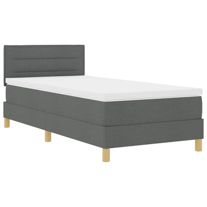 Box Spring Seng Med Madras Mørkegrå 90 X 200 Cm Stof - Billede 2
