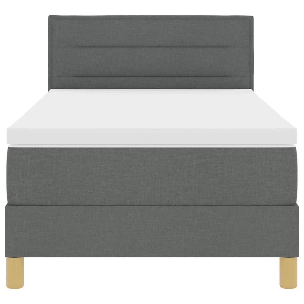 Box Spring Seng Med Madras Mørkegrå 90 X 200 Cm Stof - Billede 8
