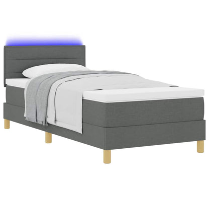 Box Spring Seng Med Madras Mørkegrå 90 X 200 Cm Stof - Billede 3