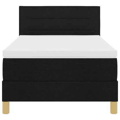 Box Spring Seng Med Madras Med Hovedgærde Sort 90 X 200 Cm Stof - Billede 8