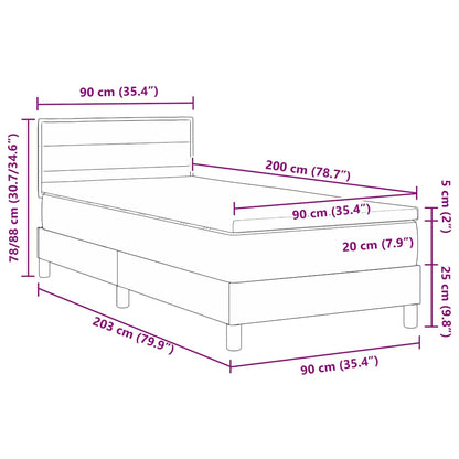 Box Spring Seng Med Madras Med Hovedgærde Sort 90 X 200 Cm Stof - Billede 13