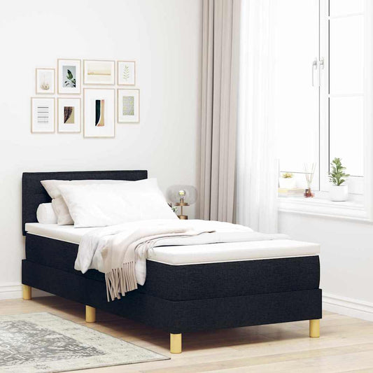 Box Spring Seng Med Madras Sort 100 X 200 Cm Stof - Hovedbillede