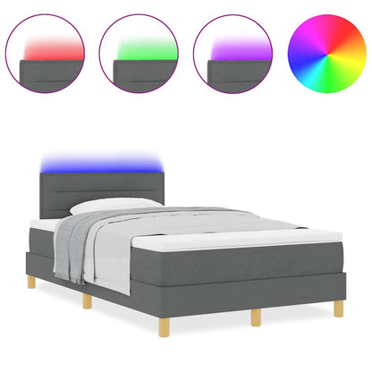 Box Spring Seng Med Madras Mørkegrå 120 X 200 Cm Stof - Billede 4