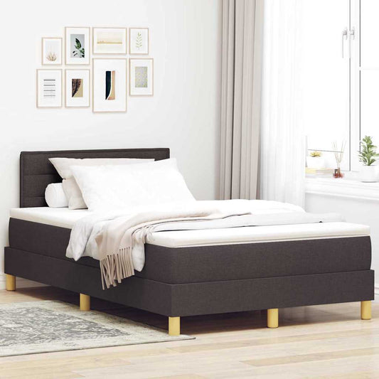 Box Spring Seng Med Madras Mørkebrun 120 X 200 Cm Stof - Hovedbillede