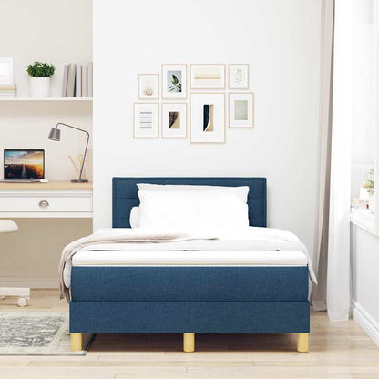 Box Spring Seng Med Madras Med Hovedgærde Blå 120 X 200 Cm Stof - Billede 4