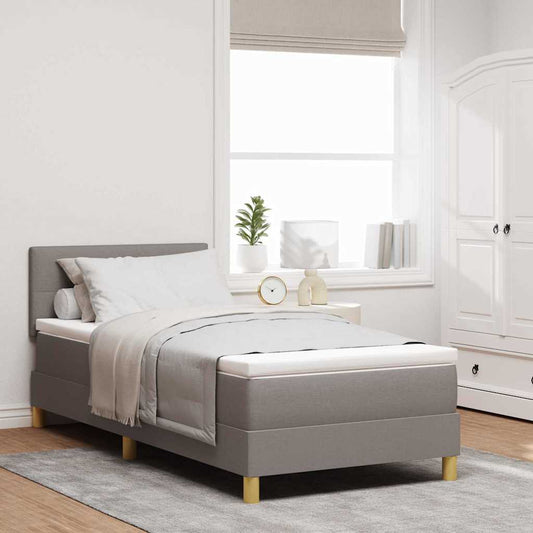 Box Spring Seng Med Madras Gråbrun 80 X 200 Cm Stof - Hovedbillede