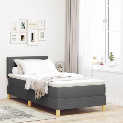 Box Spring Seng Med Madras Mørkegrå 90 X 190 Cm Stof - Hovedbillede