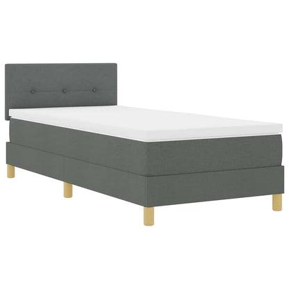 Box Spring Seng Med Madras Mørkegrå 90 X 190 Cm Stof - Billede 2