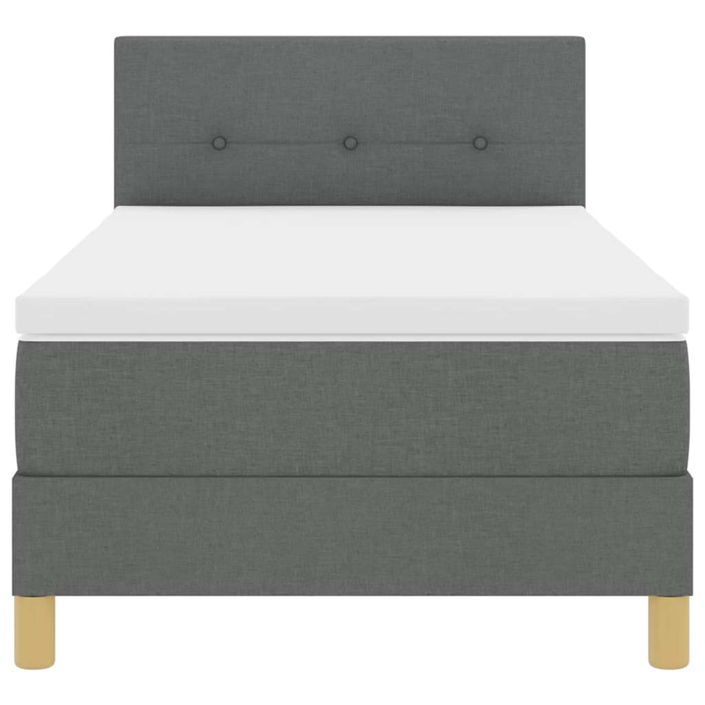 Box Spring Seng Med Madras Mørkegrå 90 X 190 Cm Stof - Billede 8