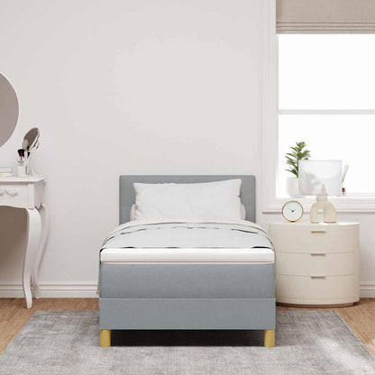 Box Spring Seng Med Madras Lysegrå 90 X 200 Cm Stof - Billede 5