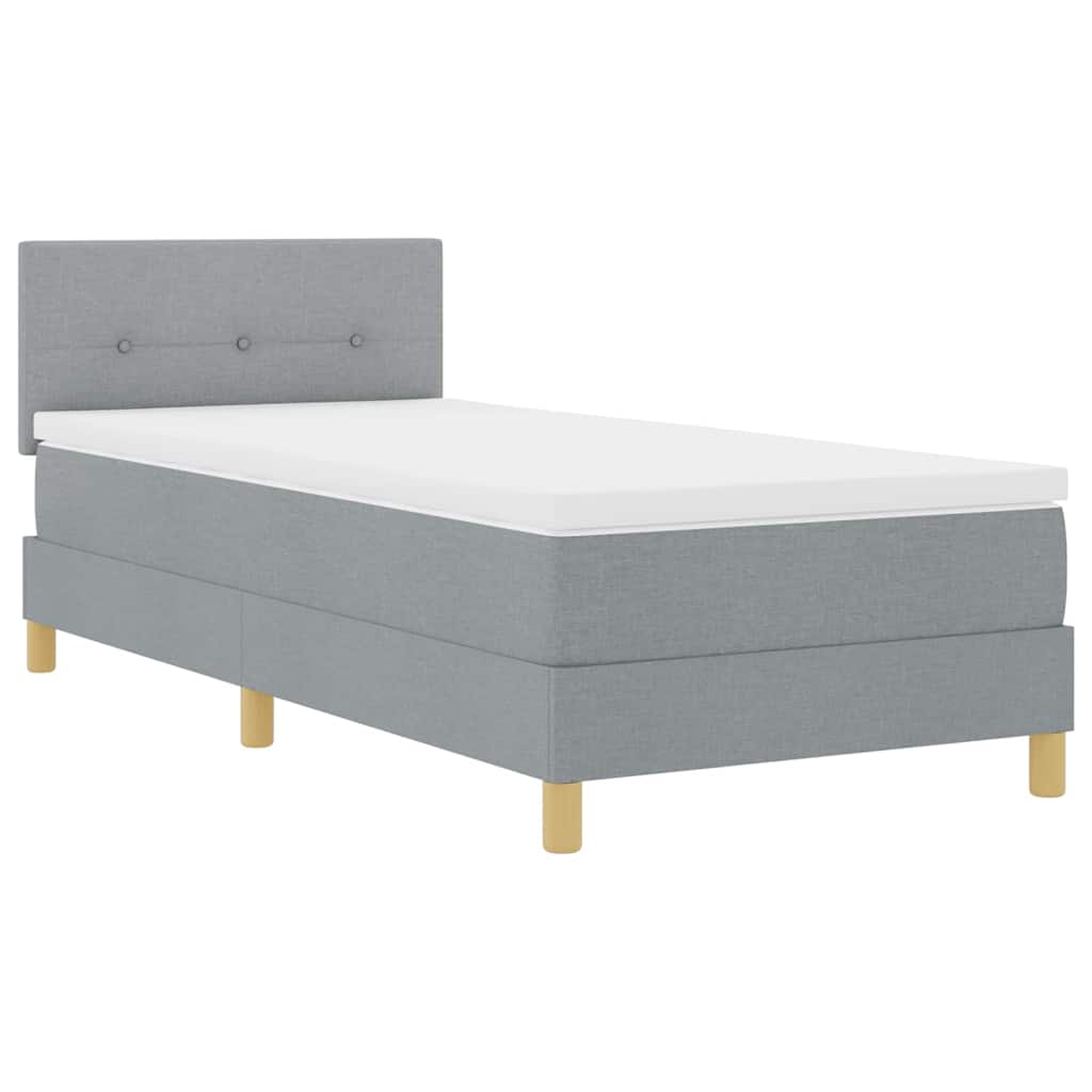 Box Spring Seng Med Madras Lysegrå 90 X 200 Cm Stof - Billede 2