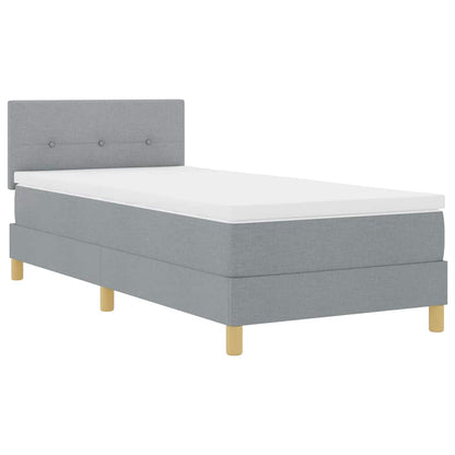 Box Spring Seng Med Madras Lysegrå 90 X 200 Cm Stof - Billede 2