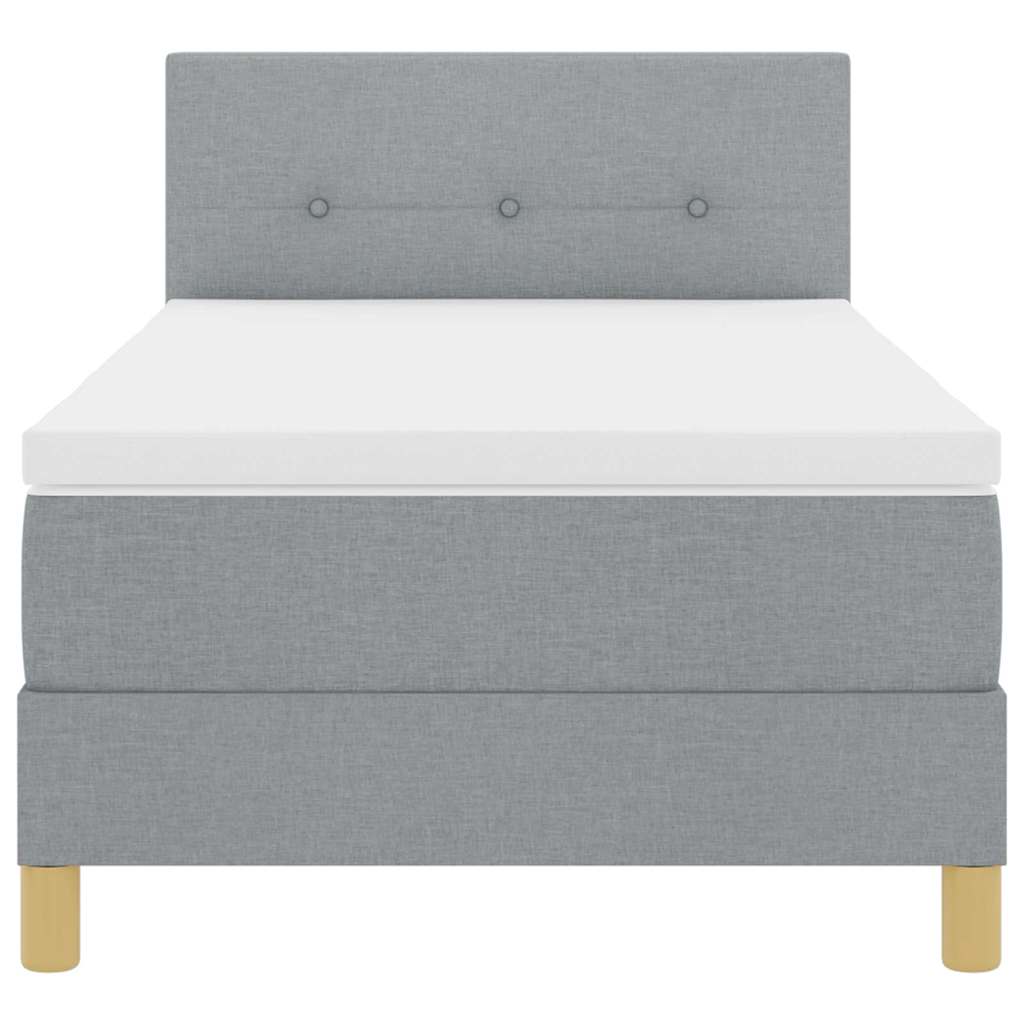 Box Spring Seng Med Madras Lysegrå 90 X 200 Cm Stof - Billede 8