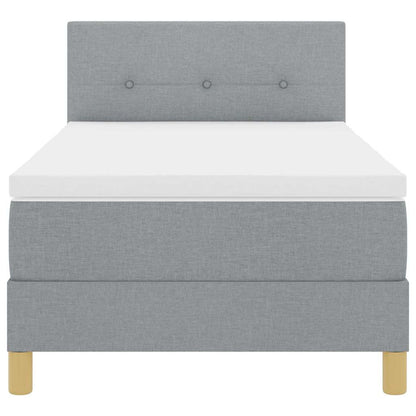 Box Spring Seng Med Madras Lysegrå 90 X 200 Cm Stof - Billede 8