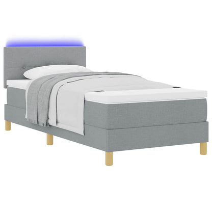 Box Spring Seng Med Madras Lysegrå 90 X 200 Cm Stof - Billede 3