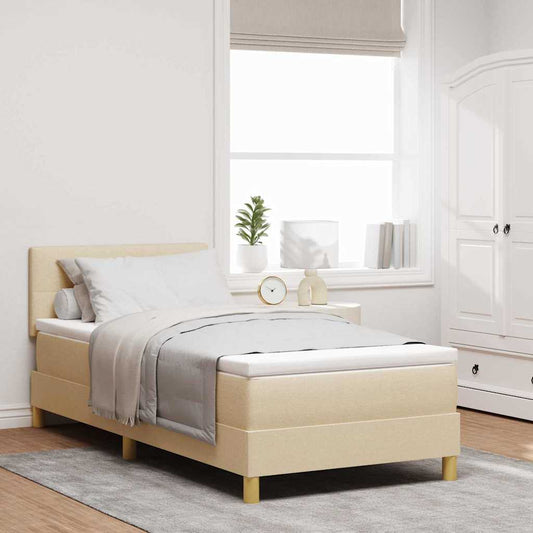 Box Spring Seng Med Madras Creme 90 X 200 Cm Stof - Hovedbillede