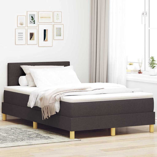 Box Spring Seng Med Madras Mørkebrun 120 X 200 Cm Stof - Hovedbillede