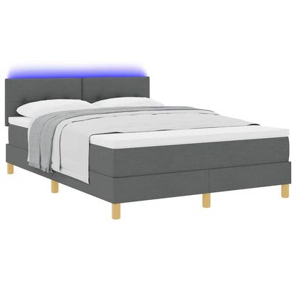 Box Spring Seng Med Madras Mørkegrå 160 X 200 Cm Stof - Billede 3