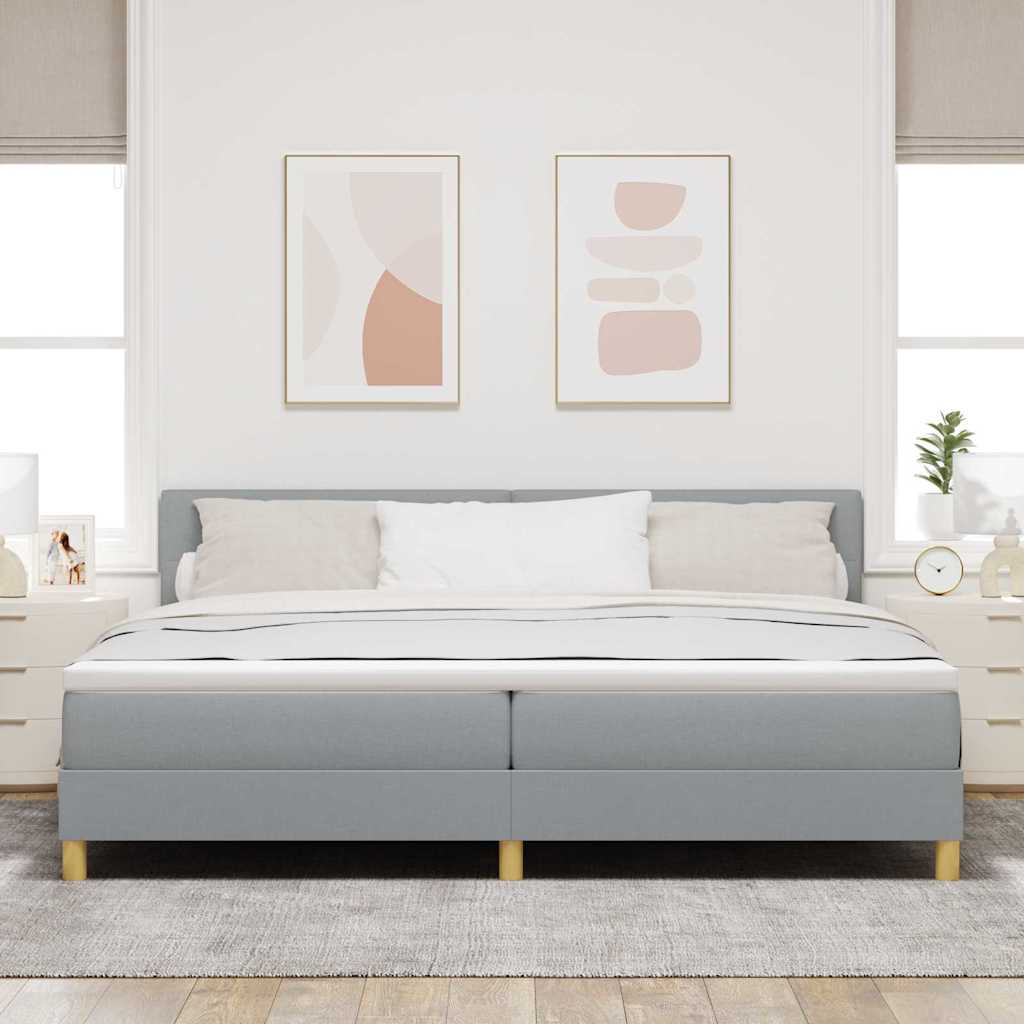 Box Spring Seng Med Madras Lysegrå 200 X 200 Cm Stof - Billede 5