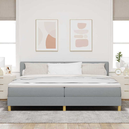 Box Spring Seng Med Madras Lysegrå 200 X 200 Cm Stof - Billede 5