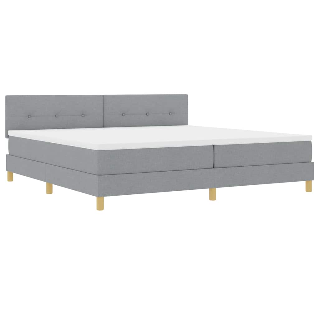 Box Spring Seng Med Madras Lysegrå 200 X 200 Cm Stof - Billede 2