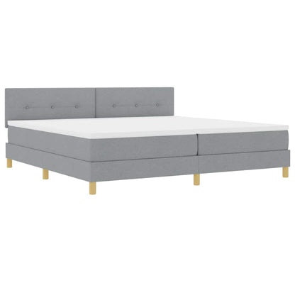 Box Spring Seng Med Madras Lysegrå 200 X 200 Cm Stof - Billede 2