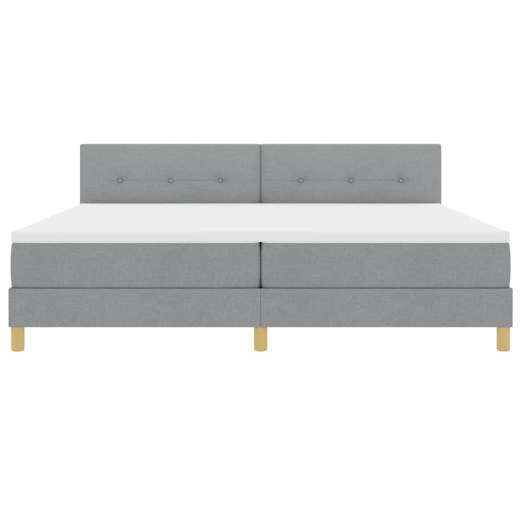 Box Spring Seng Med Madras Lysegrå 200 X 200 Cm Stof - Billede 8
