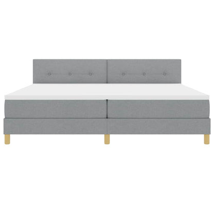 Box Spring Seng Med Madras Lysegrå 200 X 200 Cm Stof - Billede 8