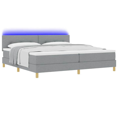 Box Spring Seng Med Madras Lysegrå 200 X 200 Cm Stof - Billede 3