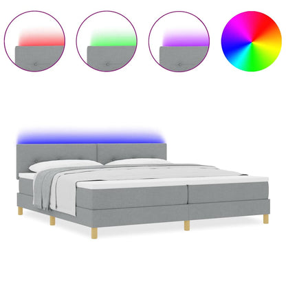 Box Spring Seng Med Madras Lysegrå 200 X 200 Cm Stof - Billede 4