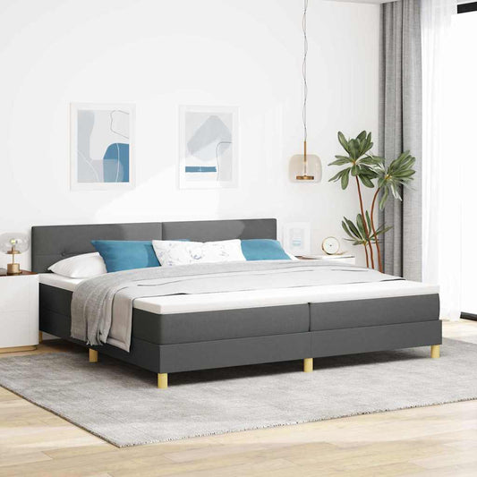 Box Spring Seng Med Madras Mørkegrå 200 X 200 Cm Stof - Hovedbillede