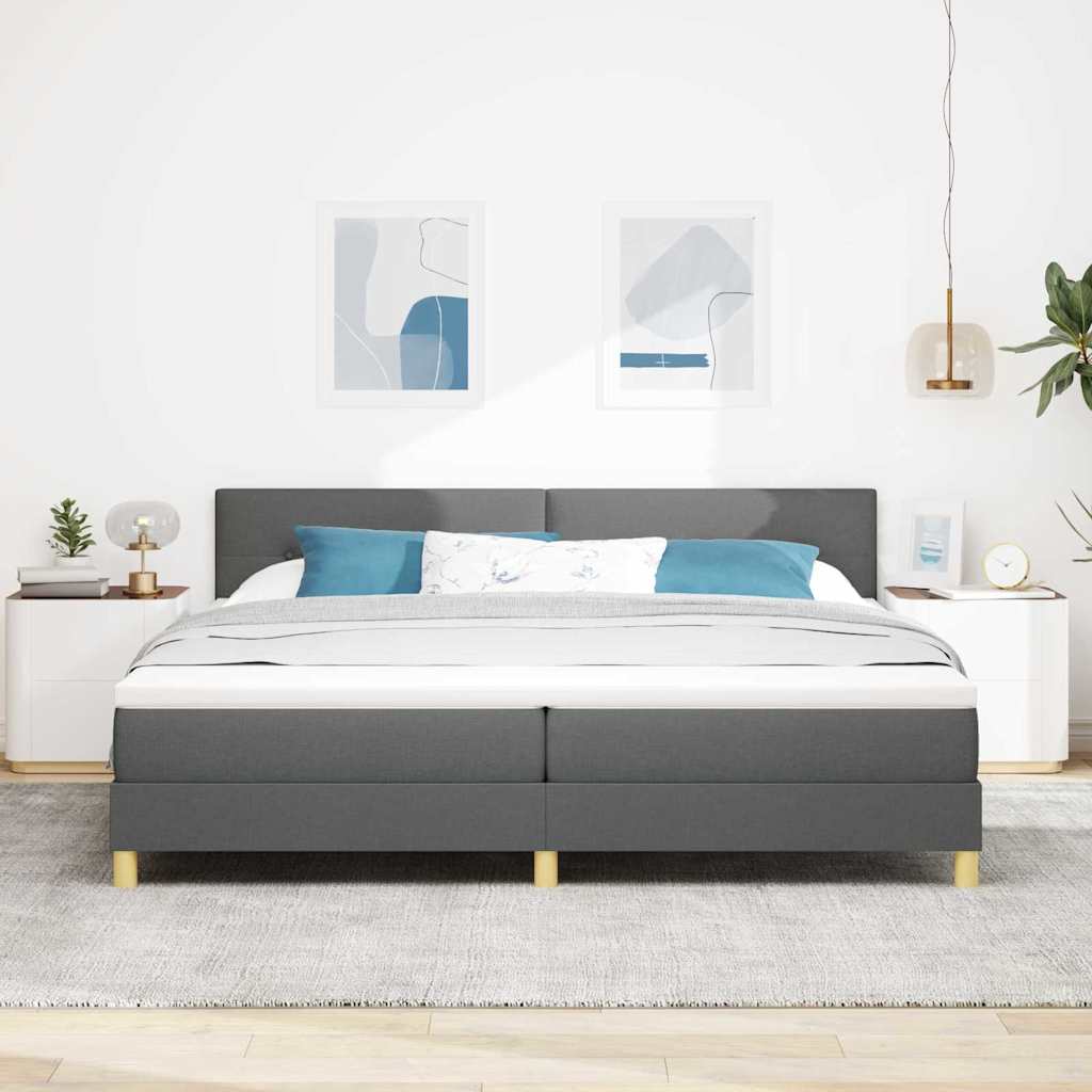 Box Spring Seng Med Madras Mørkegrå 200 X 200 Cm Stof - Billede 5