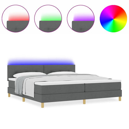 Box Spring Seng Med Madras Mørkegrå 200 X 200 Cm Stof - Billede 4