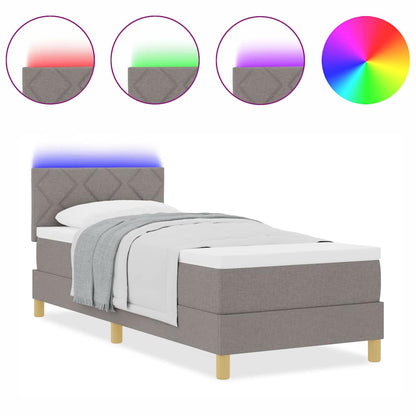 Box Spring Seng Med Madras Gråbrun 80 X 200 Cm Stof - Billede 4