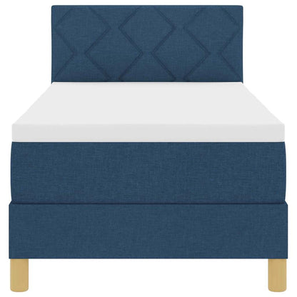 Box Spring Seng Med Madras Med Hovedgærde Blå 80 X 200 Cm Stof - Billede 9