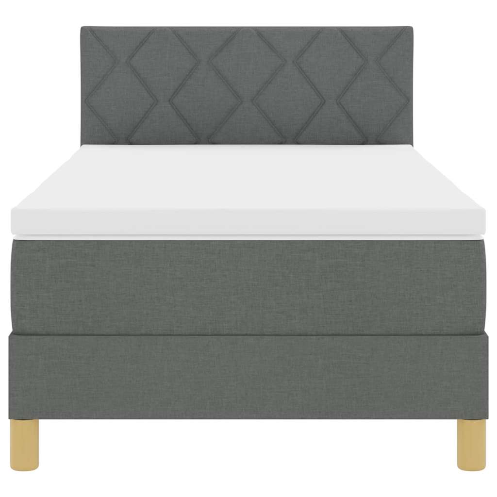 Box Spring Seng Med Madras Mørkegrå 90 X 190 Cm Stof - Billede 8